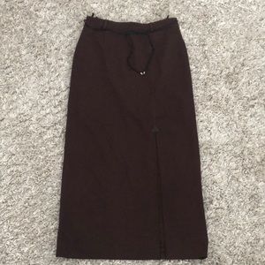 Vintage brown stretchy maxi skirt with from slit, MY OWN, Eur40/US10